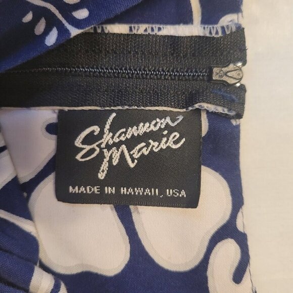 Shannon Marie Blue White Hawaiian Hibiscus Floral Spaghetti Strap Dress Size XL - Picture 3 of 8